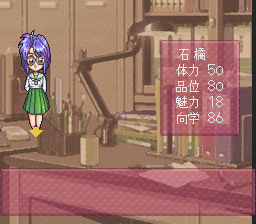 Graduation for Windows 95 (PC-FX) screenshot: Check the girl's stats from time to time