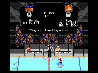 NHL Hockey (Genesis) screenshot: Penalty box view