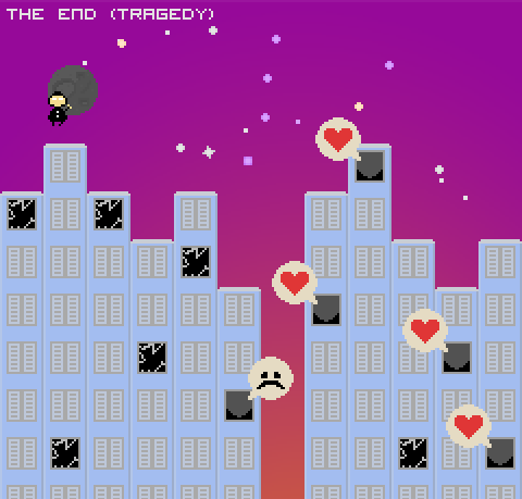 Night Raveler and the Heartbroken Uruguayans (Browser) screenshot: Ending: Tragedy