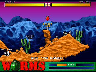 Worms (Jaguar) screenshot: A desert stage