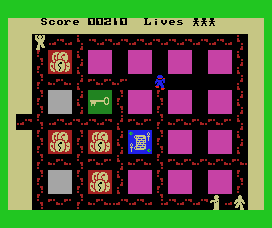 Oh Mummy (MSX) screenshot: Hunted by three mummies