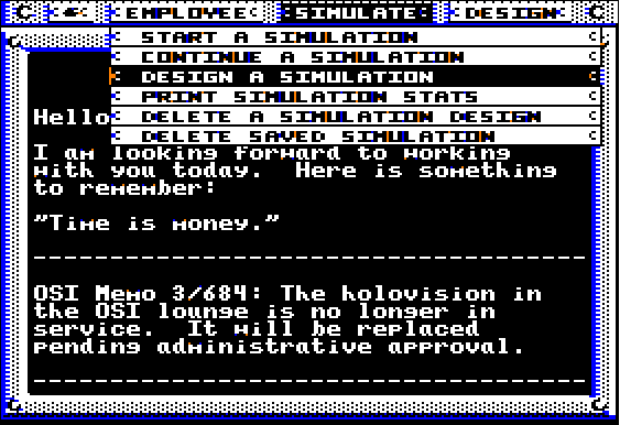 Omega (Apple II) screenshot: Drop-down menus!