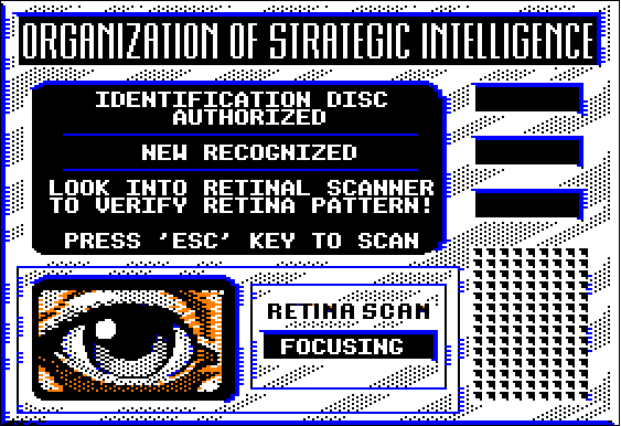 Omega (Apple II) screenshot: Retina Scan