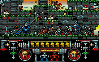 Onslaught (Atari ST) screenshot: Pretty foes all in a row