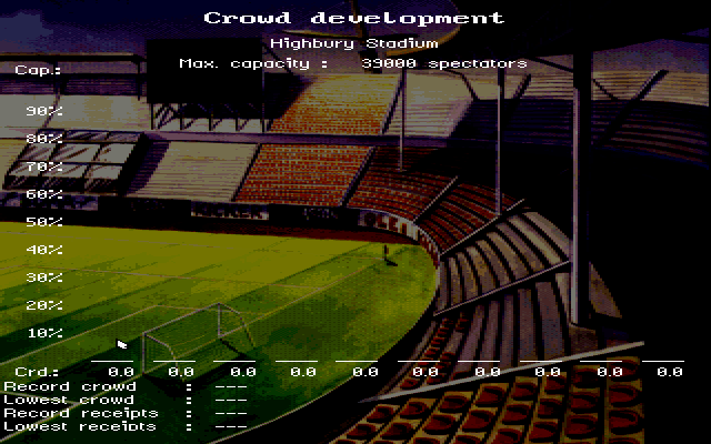 On the Ball (DOS) screenshot: Crowd development chart