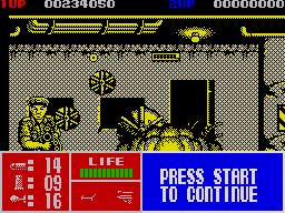 Operation Thunderbolt (ZX Spectrum) screenshot: This boss fires a barrage of missiles at you