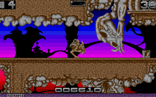 Ork (Atari ST) screenshot: I just love all the random dead things you can find while playing this game.