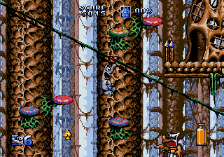 The Ottifants (Genesis) screenshot: The Jungle ~ You can read Bruno's face like a book: he's really looking forward to seeing some of his old friends.