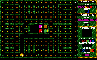 Pacman on E's (Atari ST) screenshot: A green level