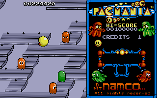 Pac-Mania (Atari ST) screenshot: The ghosts may get their revenge yet!