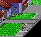Paperboy 2 (Game Gear) screenshot: Starting out in a quiet neighbourhood