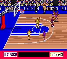 Pat Riley Basketball (Genesis) screenshot: The ball's about to be passed back into play