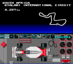F1 Pole Position (SNES) screenshot: Fine tuning a vehicle