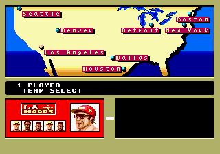 Pat Riley Basketball (Genesis) screenshot: Choosing teams for a Tournament