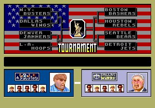 Pat Riley Basketball (Genesis) screenshot: The initial match-up