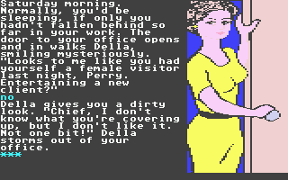 Perry Mason: The Case of the Mandarin Murder (Atari ST) screenshot: CGA doens't really do Bella justice, this just about does