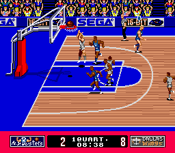 Pat Riley Basketball (Genesis) screenshot: This one's in the hoop though