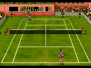Pete Sampras Tennis 96 (Genesis) screenshot: Serving in grass