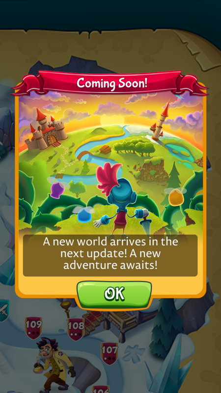 Sir Match-a-Lot (Android) screenshot: This is what players see when they get to the end of existing content; as of Oct 31, there will be no further content.