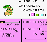 Pokémon Silver Version (Game Boy Color) screenshot: Pokemon status.