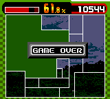 Qix Adventure (Game Boy Color) screenshot: Game over