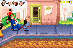 Popeye: Rush for Spinach (Game Boy Advance) screenshot: Here's our four characters as they start a race.