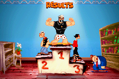 Popeye: Rush for Spinach (Game Boy Advance) screenshot: Bluto is victorious! But where's his dignity?