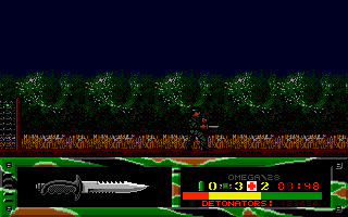 Fire Force (Amiga) screenshot: Night time, and no enemies in sight.