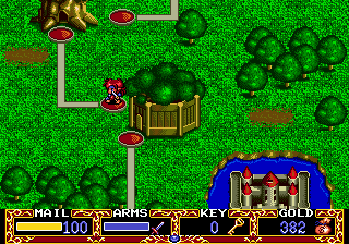 Popful Mail (SEGA CD) screenshot: The map screen just serves as a way to get from level to level.