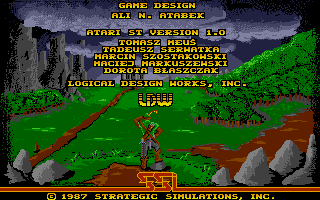 Rings of Zilfin (Atari ST) screenshot: Copyrights for Atari ST version