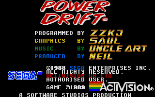 Power Drift (Atari ST) screenshot: Start screen