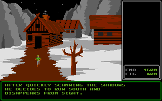 Rings of Zilfin (Atari ST) screenshot: Reis, main protagonist, runs out of his house