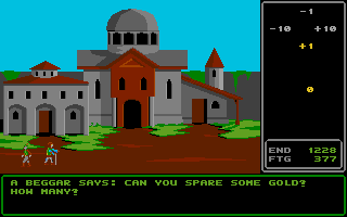 Rings of Zilfin (Atari ST) screenshot: Can you spare a gold for Beggar?