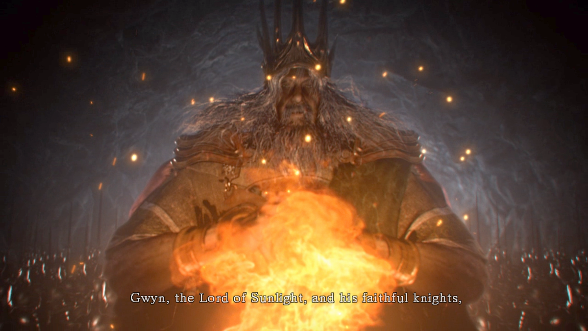 Dark Souls (Xbox 360) screenshot: Gwyn, lord of sunlight.