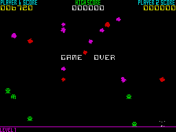 Galactic Warriors + Raceway (ZX Spectrum) screenshot: 1. Galactic Warriors: Game Over.<br>
