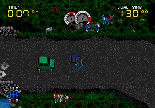 Power Drive (Genesis) screenshot: Corner coming up