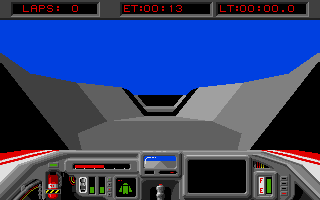 Powerdrome (Atari ST) screenshot: Coming out of pit road