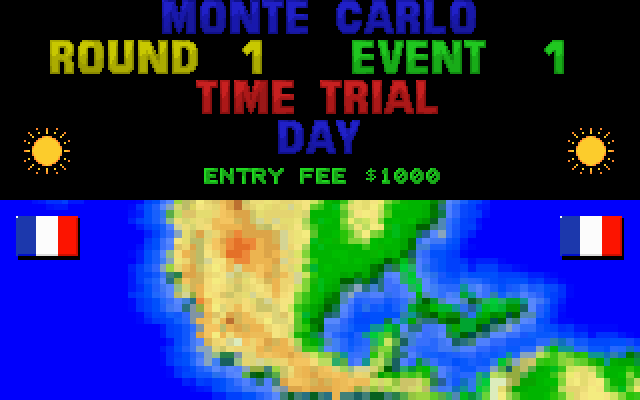 Power Drive (DOS) screenshot: The upcoming race