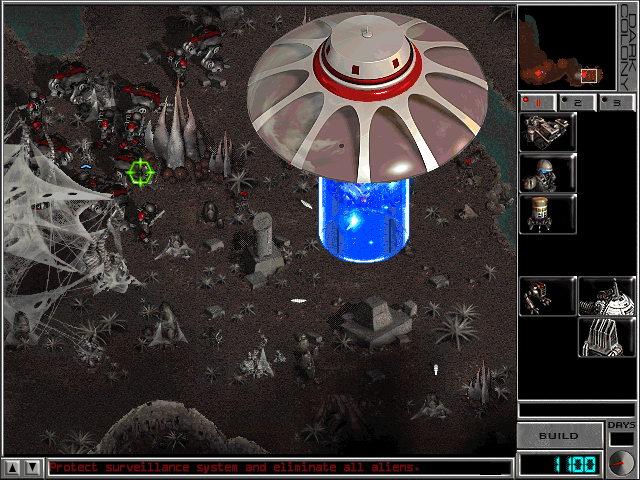 Dark Colony (Covermount Demo Version) (Windows) screenshot: The Grays drop reinforcements to drive the Humans away.