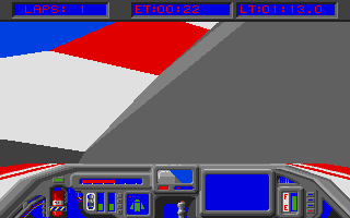 Powerdrome (Atari ST) screenshot: The blue effect tells me I'm hitting something