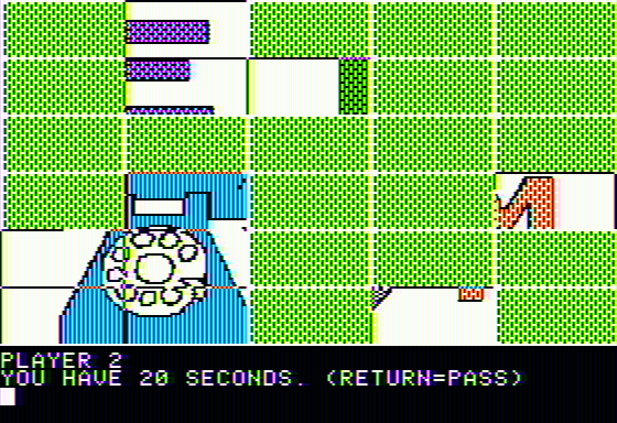 Match Wits (Apple II) screenshot: The picture is revealed as the squares are removed