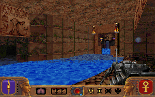 Powerslave (DOS) screenshot: Fast flowing river