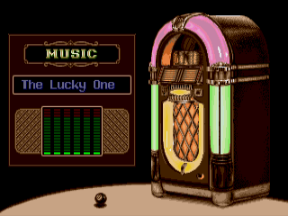 Minnesota Fats: Pool Legend (Genesis) screenshot: With the Jukebox, you can hear the different game music.