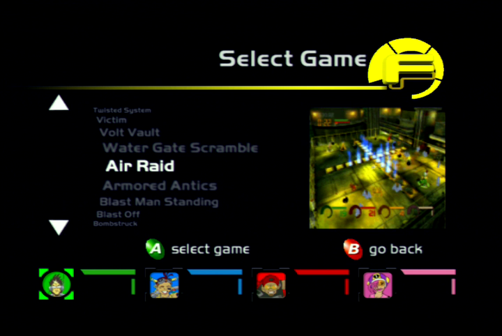 Fuzion Frenzy (Xbox) screenshot: Minigame selection