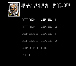 Shien's Revenge (SNES) screenshot: Training mode (US).