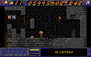 P. P. Hammer and His Pneumatic Weapon (Amiga) screenshot: Scrolls give useful tips