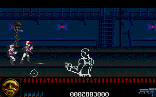 Predator 2 (Atari ST) screenshot: That Predator isn't even trying to hide anymore!