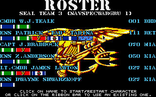 Fire Force (Amiga) screenshot: Roster.