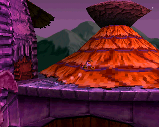 Pandemonium 2 (PlayStation) screenshot: Fargus in a village