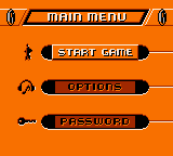 Action Man: Search for Base X (Game Boy Color) screenshot: Main menu